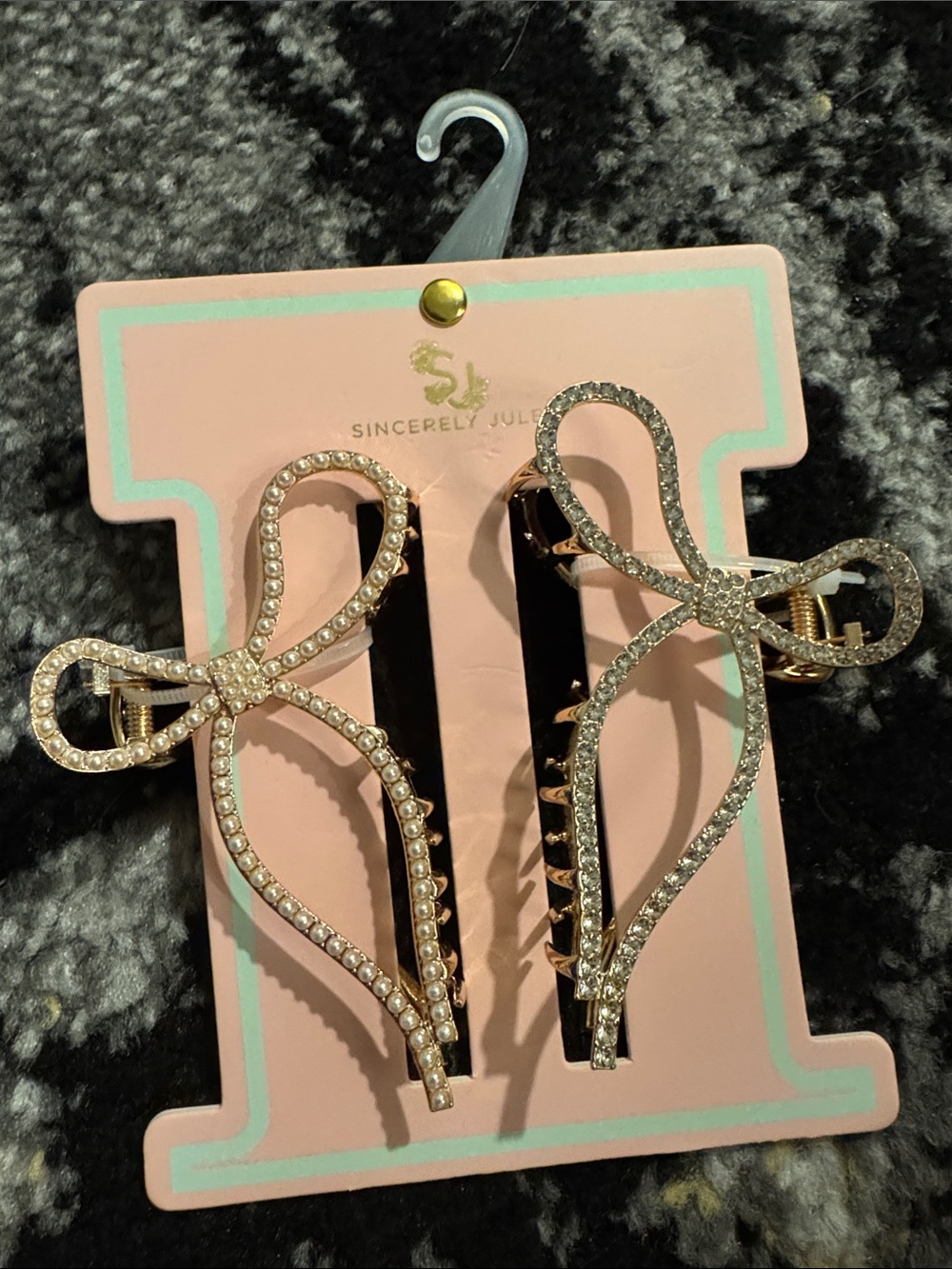 Sincerly Jules Crystal Metal Bow Hair Claw Clip Set NEW 🏷️